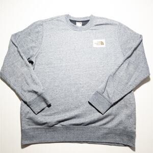 The North Face Box Logo Crewneck Sweatshirt Mens XL Gray Fleece Pullover TNF